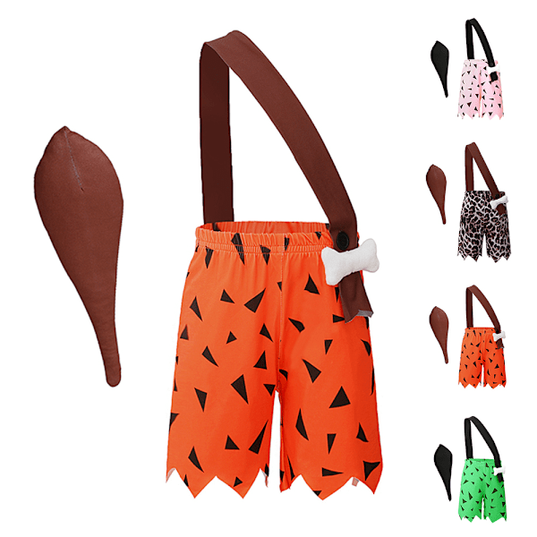 Barn Halloween Suspender Shorts Man Cosplay Kostym Set Leopard 110cm