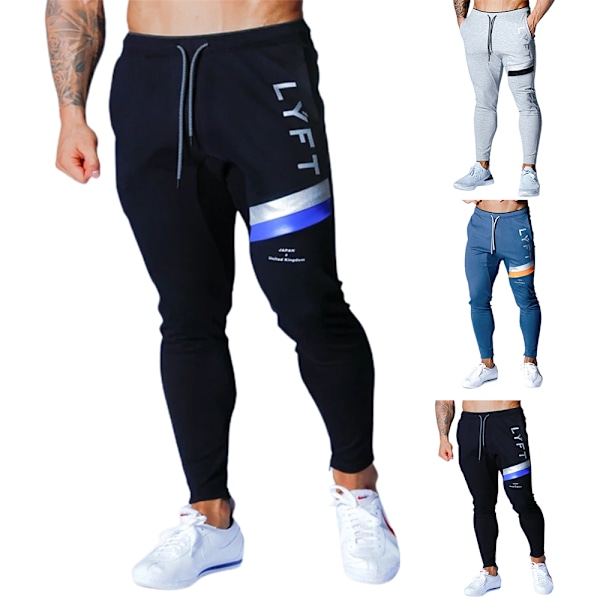 Herr LYFT Joggingbyxor Fitness Joggers Träningsoverall Sweatpants Sport Dragsko Byxor Grey XL