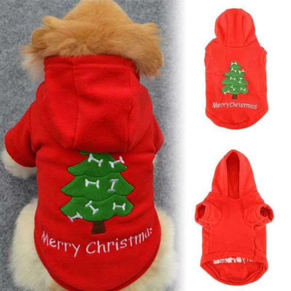 Husdjur Valp Hund Katt Julgran Vinter Varma Hoodie Jumper Rock Jul Kläder XL