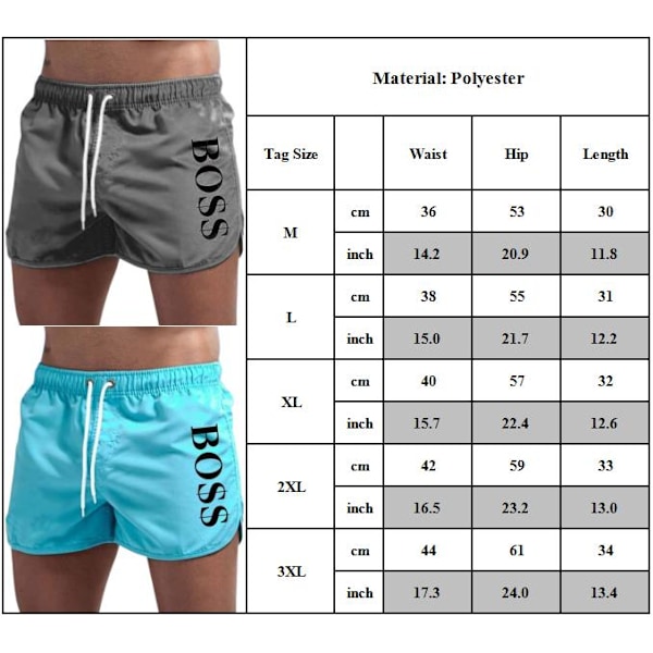 Herr Boss Sport Fitness Simning Board Shorts Badkläder Trunks Strand Bad Bottoms Gym Jogger Jogging Sport Sommar Shorts Sky Blue 2XL