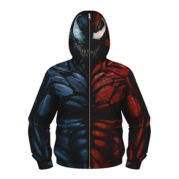 Barn Pojkar Full Zip Hoodie Coat Venom 3D Print Cartoon Hooded Jacka Sweatshirt Blue Red L