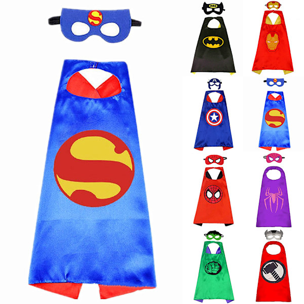 Superhelt Lang Kappe og Maske for Barn Halloween Leke Gaver G