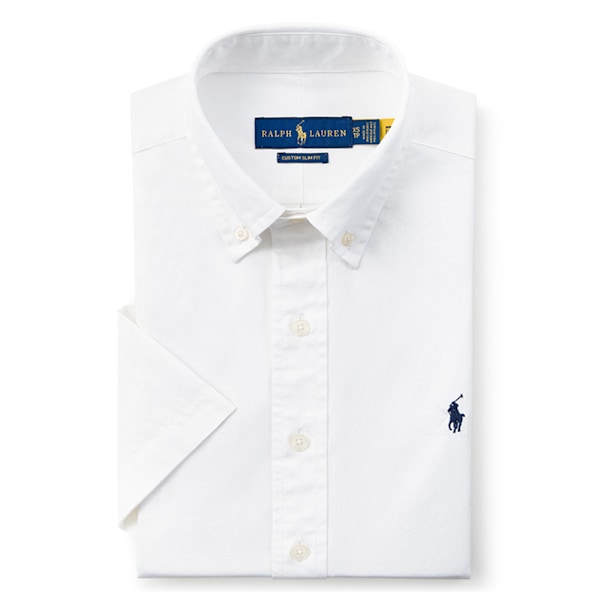 Ralph Lauren Herr Polotröja Kortärmad Broderad Skjorta Knappar Ner Broderad Kubansk Bröllopsskjorta Sommar Toppar White XL