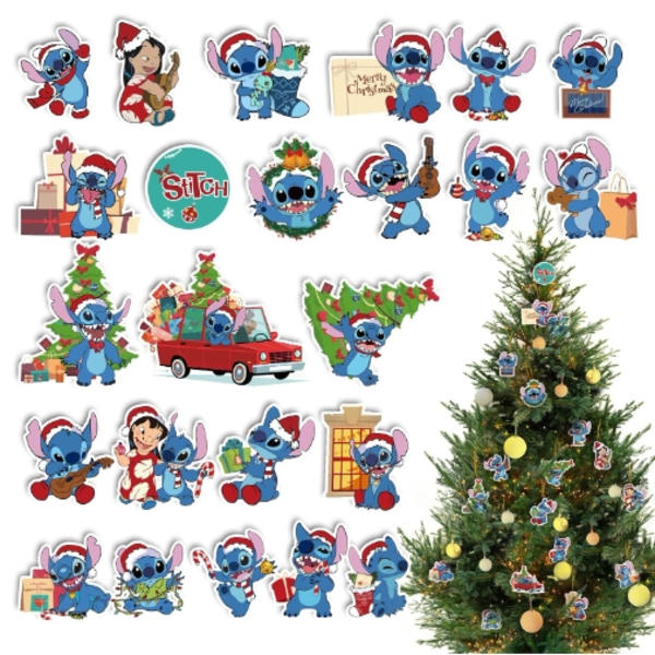 24 kpl Christmas Stitch -koriste joulukuusen riippuva koriste 2D-litteät riipukset B