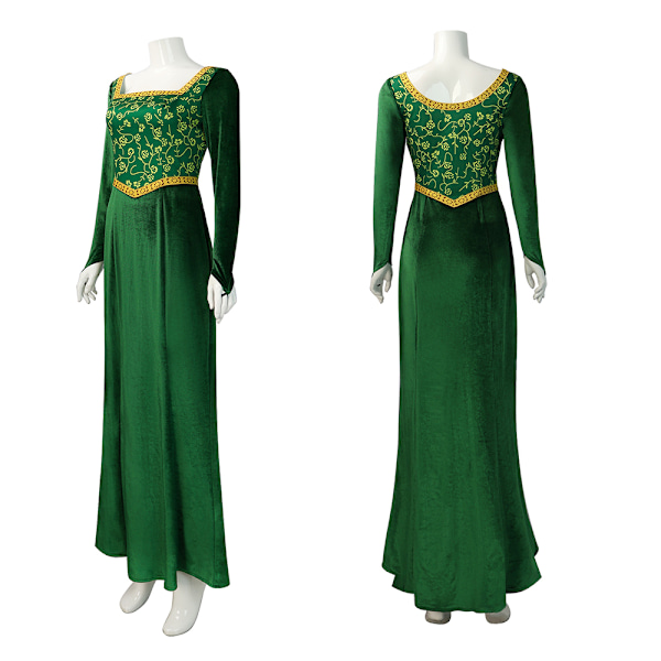 Prinsessan Fiona Kostym Shrek Cosplay Klänning Halloween Maskeraddräkt Outfit Kvinnor L