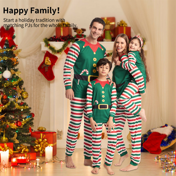 Jul Familj Matchande Elf Pyjamas Set Tops Byxa Outfits Kid 3T