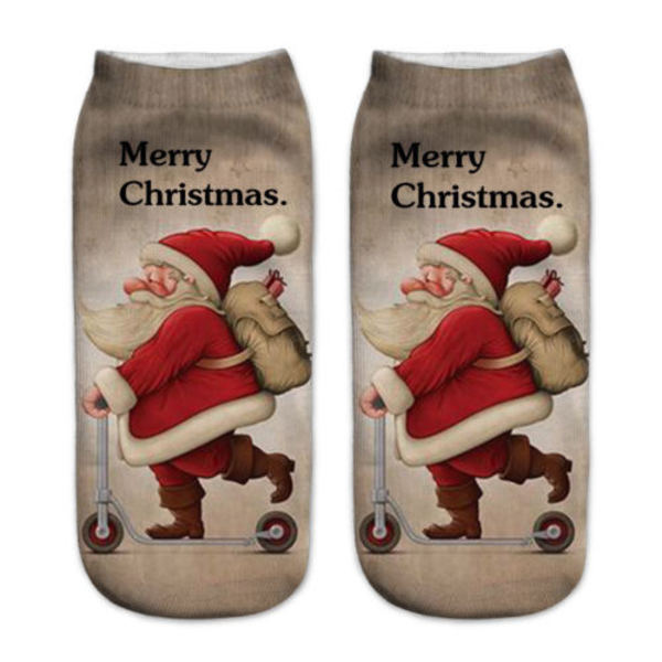 Julesokker med julemand og snemand, unisex, sjove lave ankelsokker Christmas Santa Claus 1 Pair