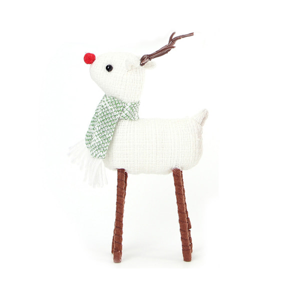 Rensdjursjuldekoration Handgjord Stående Plyschälgfigurer Ornament White