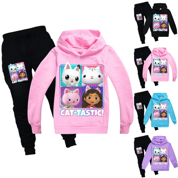 Gabby's Dollhouse Cat-Tastic Kid träningsoverall Toppar Byxor Outfit Set pink 130cm