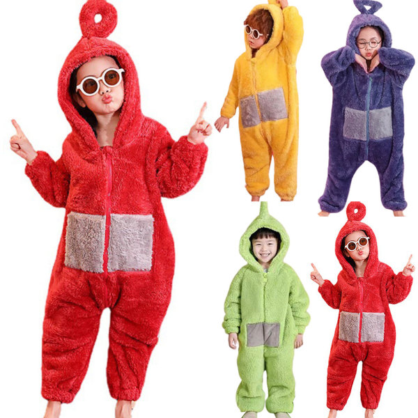 Anime Teletubbies Cosplay Onesie Kostym Barn Pyjamas Nattkläder red 130cm