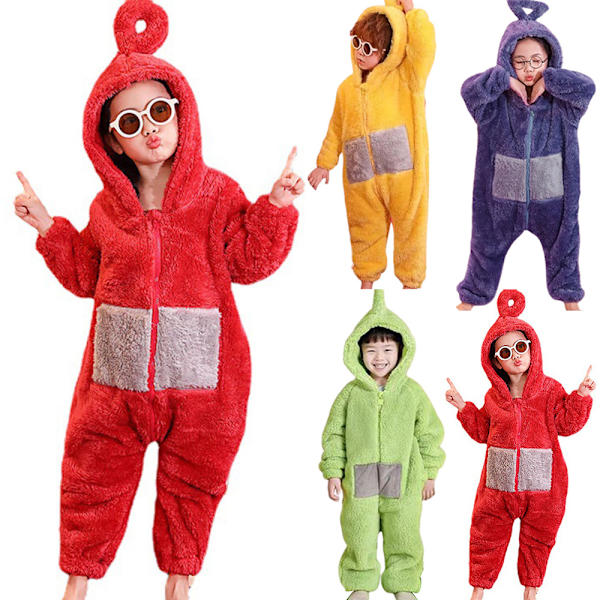 Anime Teletubbies Cosplay Onesie Kostym Barn Pyjamas Nattkläder red 140cm