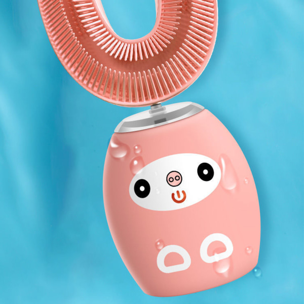 Elektrisk tandborste för barn U-form USB -laddning Vattentät pink S