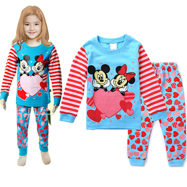 Söta Barn Flickor Minnie Mouse Motiv Långärmad Pyjamas Set Nattkläder Sovkläder #2 100cm