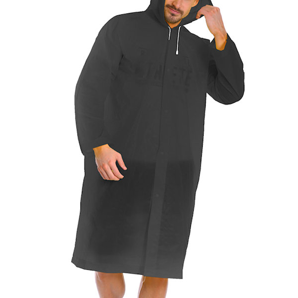 Vuxen regnrock vattentät plast återanvändbar regn poncho huva black