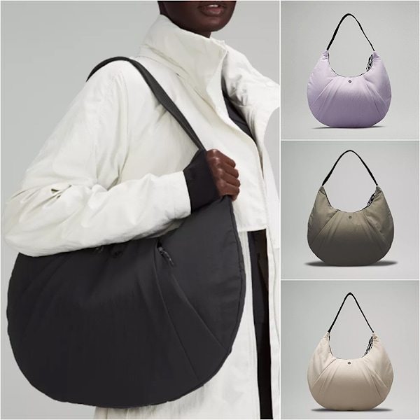 LU Unisex Messenger Bag Dumpling Bag Kvinnor Armhåla Väska Nylon Enkel Axelväska Design Crossbody Väska för Resor, Dagligt och Shopping White