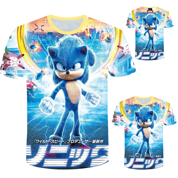 Sonic The Hedgehog Tecknad Barn Pojkar 3D T-shirt Toppar Spelpresent bule 120cm