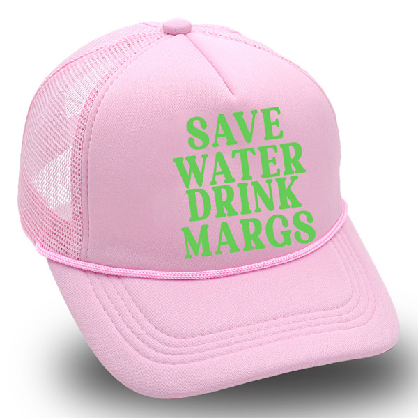 Womens Save Water Drink Margs Baseball Cap Mesh Snapback Trucker Hat Sun Hat Gifts Pink