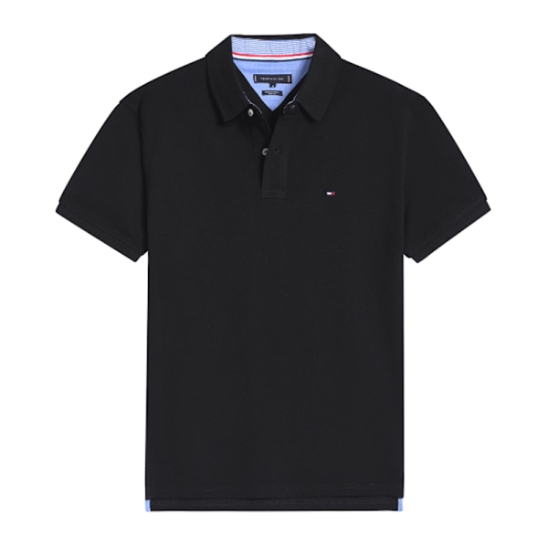 Tommy Hilfiger Herr Poloshirt med Kort Ärm i Klassisk Passform Bomulls-Poloshirt Black 2XL