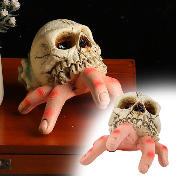 Halloween Hodeskalle Spøkelse Hånd Statue Skrekk Hagepynt Resin Conch Parodi Dekor