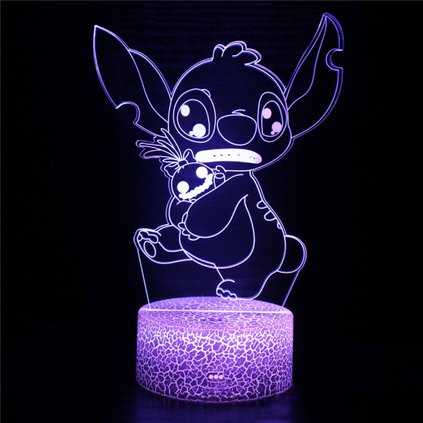 Stitch 3D-lampa LED-nattlampa med touch-kontroll USB-driven G