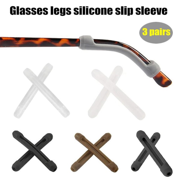 3 par glasögon silikon Anti-halk säkerhetshållare Öronkrokar black 3pair