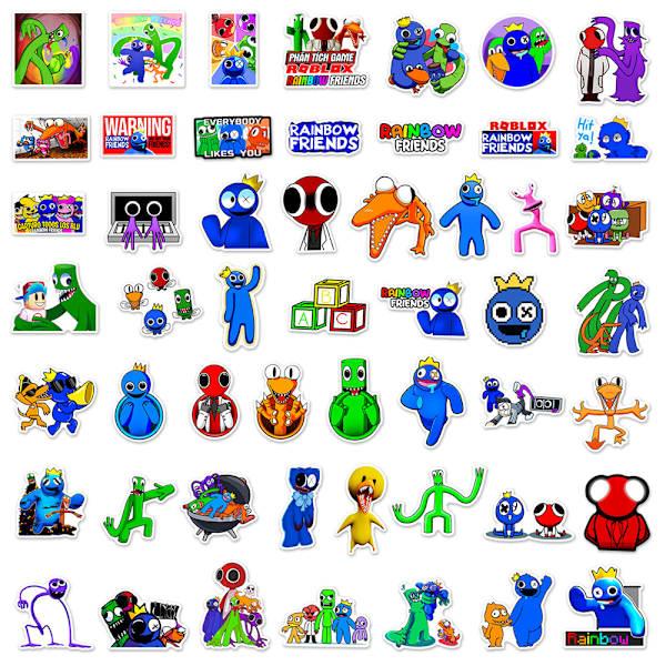 50 kpl Roblox Rainbow Friends -sarjakuvatarrat matkalaukkuun, vedenpitävät