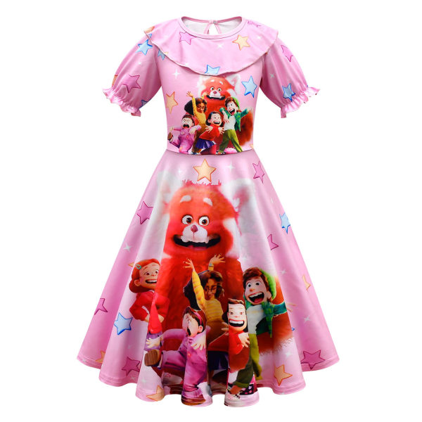 Turning Red Girls Princess Dress Cosplay Kostym Festklänning pink 140cm