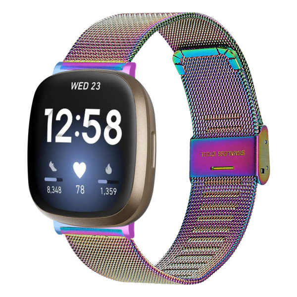 Fitbit Versa 3 armband i rostfritt stål smartwatch-bälte seven colors