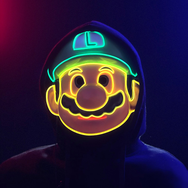 Halloween LED-mask Lyser upp Super Mario Mask Cosplay Performance green