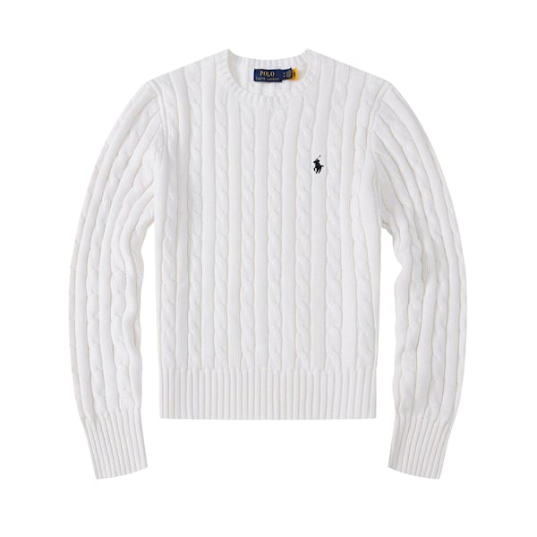 Stickad tröja för kvinnor, rund hals, lös, casual, långärmad, stickad tröja White M