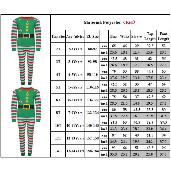 Jul Familj Matchande Elf Pyjamas Set Toppar Byxor Outfits Kid 8T