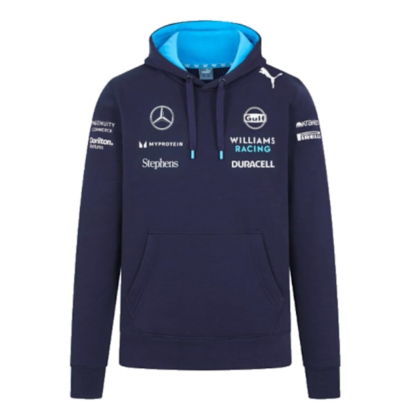 Herr Sweatshirt Lös Passform Pullover Hoodie Racing Långärmad Sweatshirt Med Fickor-Marinblå L