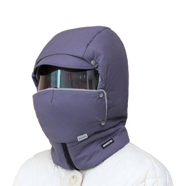 Vintervindtät Helskyddande Balaclava med Glasögon Skidmössa Utomhus Ridmask Dark Grey