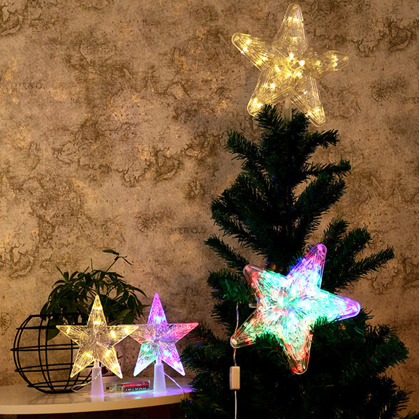 Christmas Tree Top LED Star Light Femuddig Lampa Juldekor 30 lights L