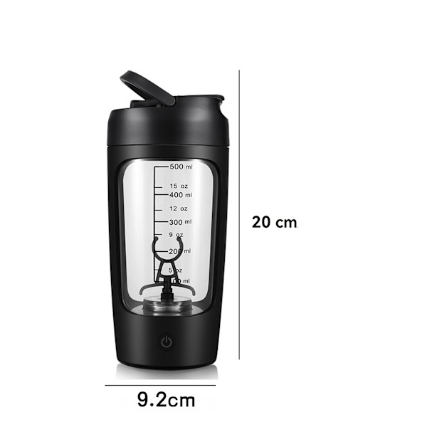 Elektrisk Protein Shaker 650ml, Dricksflaska, Vattenflaska, Automatisk Proteinmixer, För Perfekta Krämiga Proteinshakes Black