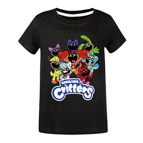 Barn Pojkar Flickor Leende Critters CatNap Cartoon T-shirts Kortärmad Tee Toppar Black 7-8 Years