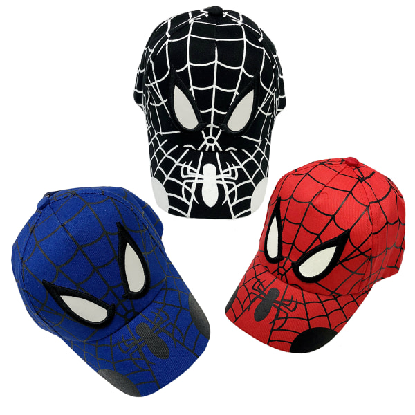 Justerbar solskyddande sportbasebollkeps för pojkar med Spider-Man blue