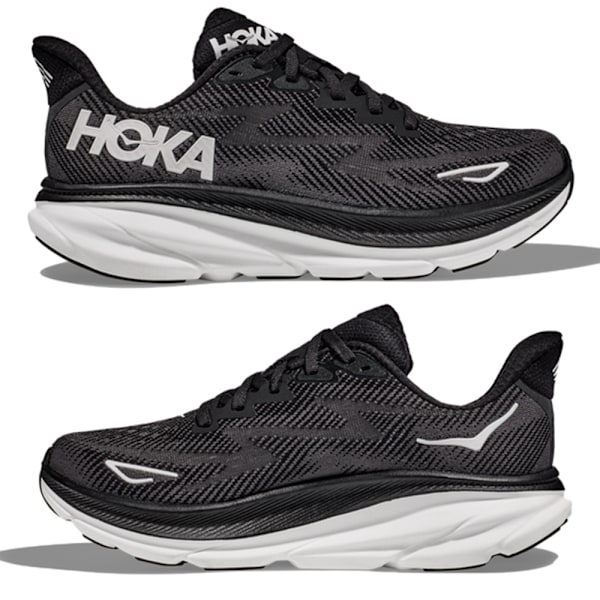 HOKA ONE ONE CLIFTON 9 Herrskor Mesh Låg-Topp Löpningstränare Black White 40