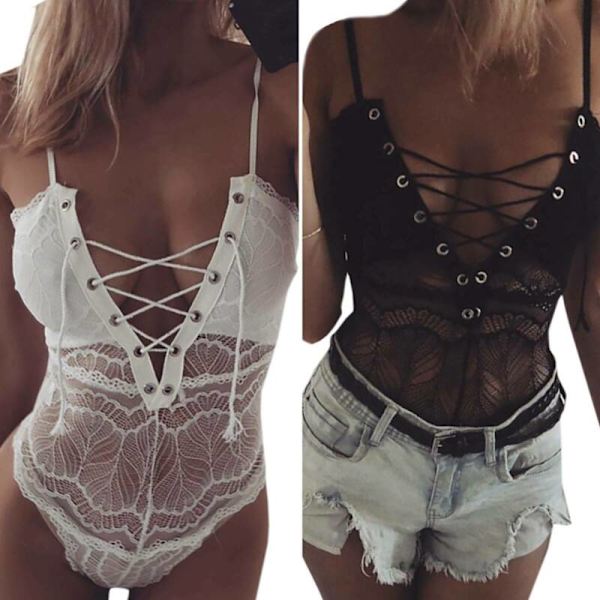Naisten yöasut Olkaimelliset Topless-kokohaalarit white M