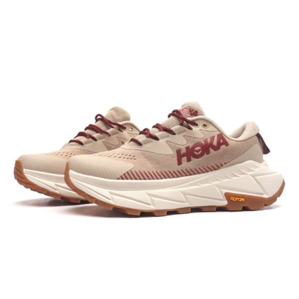 HOKA ONE ONE Skyline Float X Damskor Låg-Topp Vägspringande Träningsskor Stretch-Stickade Vandringsskor Skin+ Wine Red 36.5