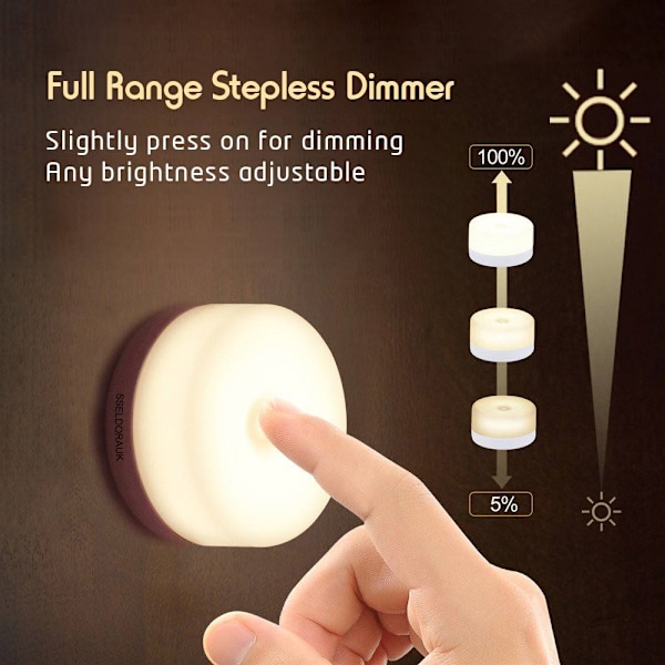 LED Trådløs Nattlampe Berøringslampe Soverom USB Oppladbar Warm color