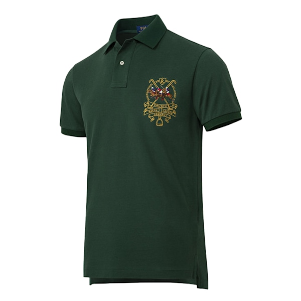 Ralph Lauren Herrarnas Solid Mjuka Andningsbara Mesh Polotröjor Slim Fit Krageknappar Kortärmade T-shirts Sommar Casual Strand Träning Tröja Green 2XL