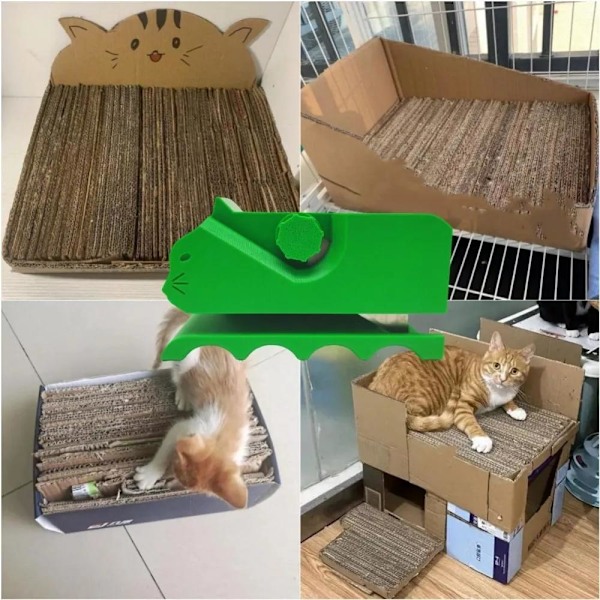 Kartongskärare 3D-printad Kartongskärare Kattformad Glidskärare för DIY Kattklösbrädor Inslagning Green