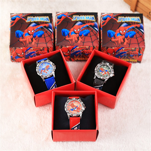 Spider-Man Børne Quartz Mekanisk Ur Læder Armbånd Black
