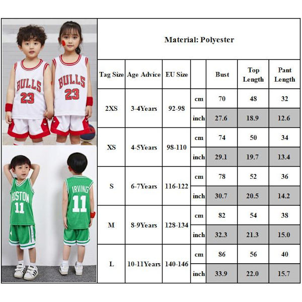 Barn Jersey Basketboll Set Väst Toppar Shorts Sportkläder C 2XS