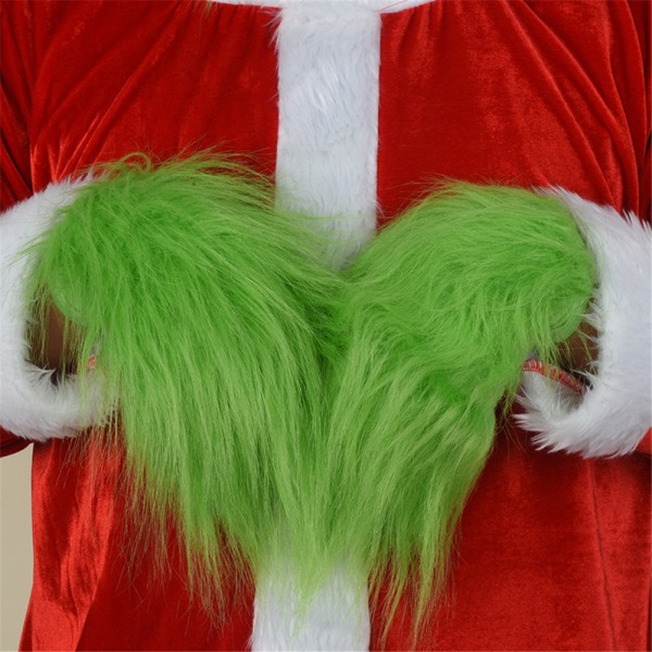 Fluffig fuskpäls Green Elf Cosplay Handskar Julfest Kostym adult