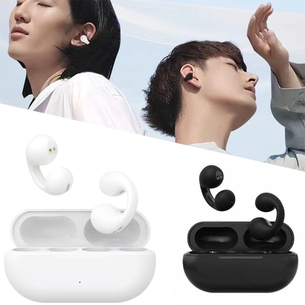 Bluetooth hörlurar med clip-on trådlösa hörlurar white