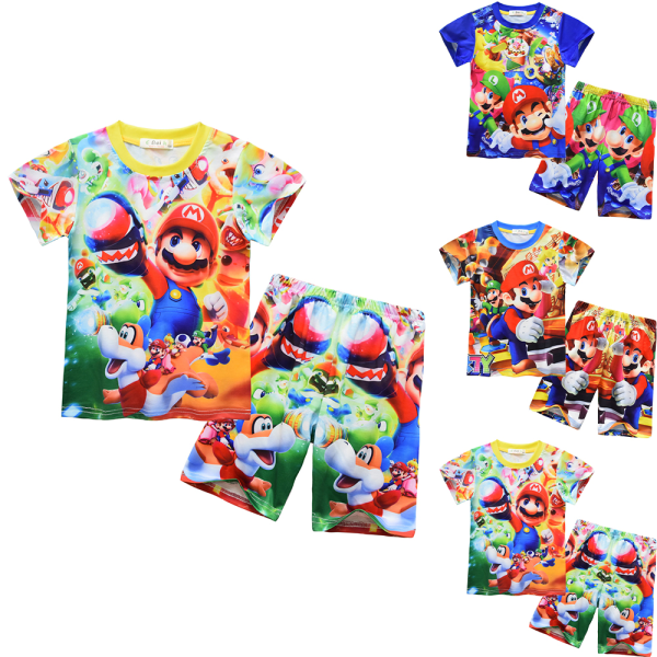 Super Mario Kids Boy 3d Outfits T-shirt + Shorts Loungewear B 130cm