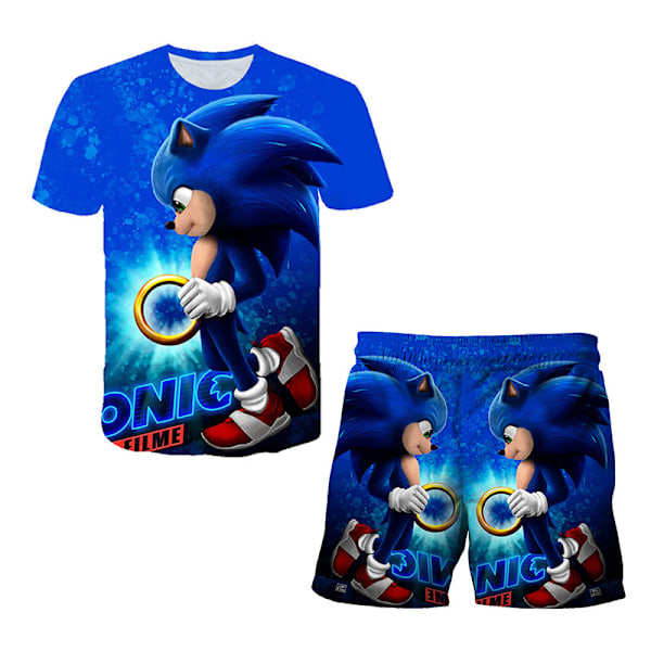 Sonic Barn Kläder Set Tecknad 3D-tryckt Pyjamas T-shirt Toppar Shorts Set Sovkläder #1 130cm