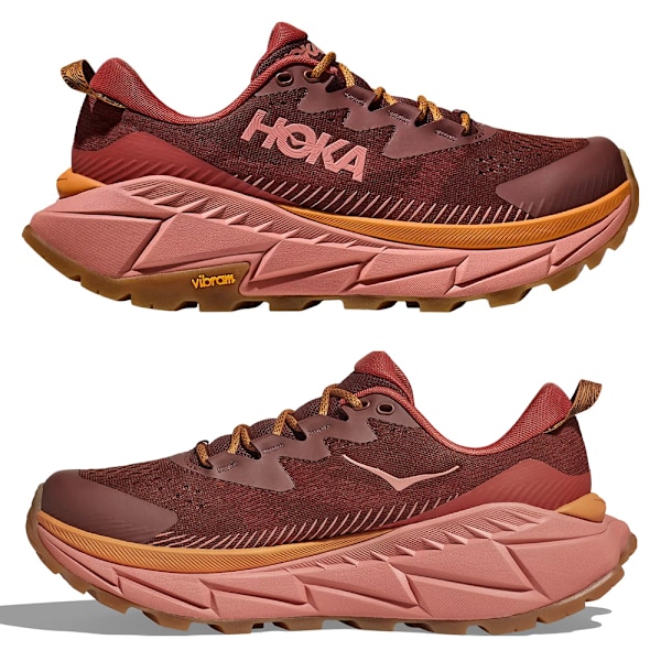 HOKA ONE ONE Skyline Float X Damskor Låg-Topp Vägspringande Träningsskor Stretch-Stickade Vandringsskor Brown Red 36